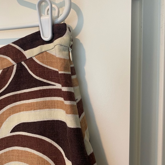 Banana Republic Linen Brown, Tan, and Cream Patterned Skirt - Picture 6 of 8